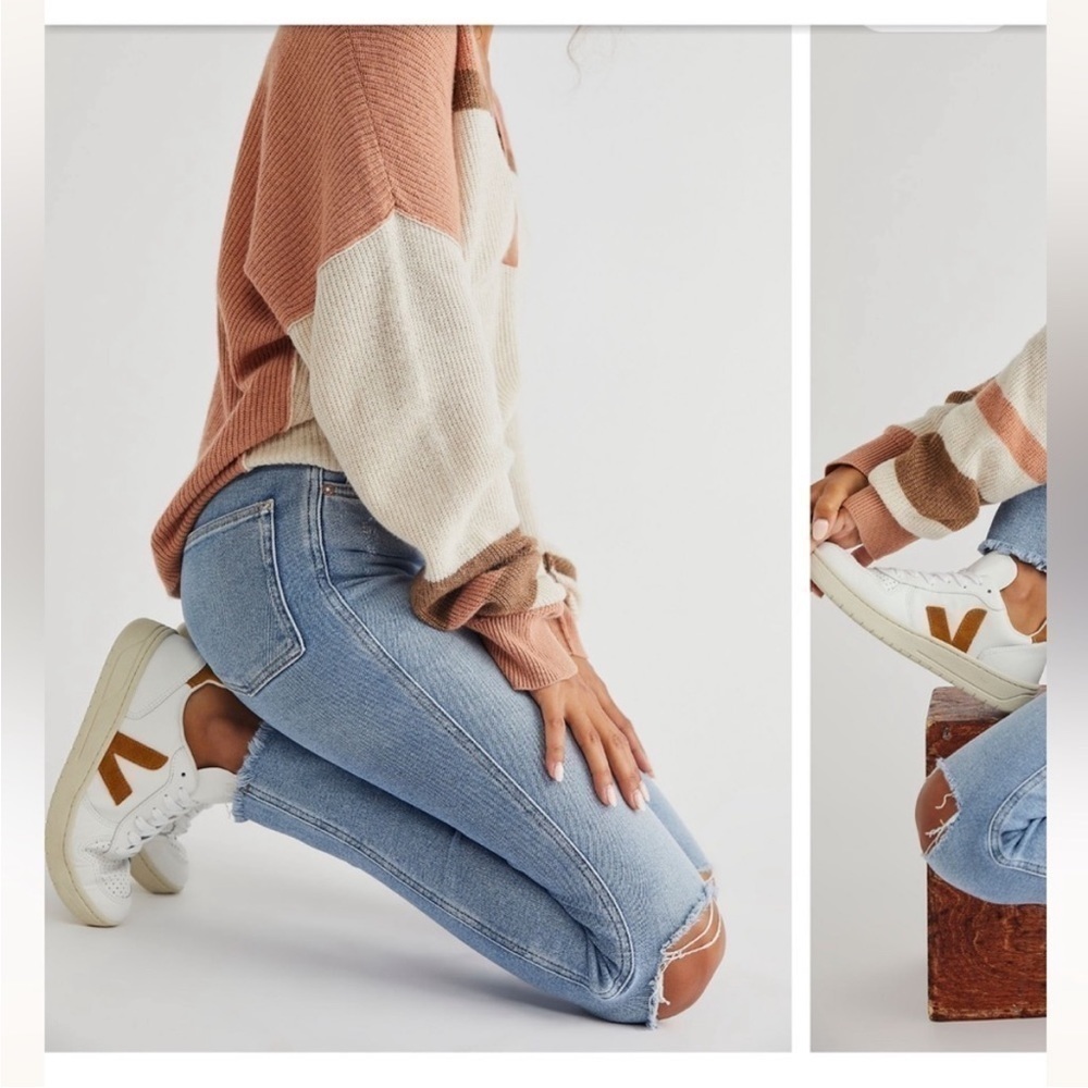 Free People High Rise Busted Knee Ankle Jeans - Picture 4 of 7